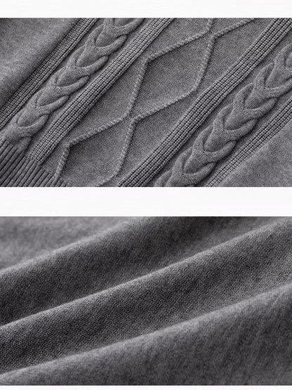 Contrast Collar Cable Knit Sweater