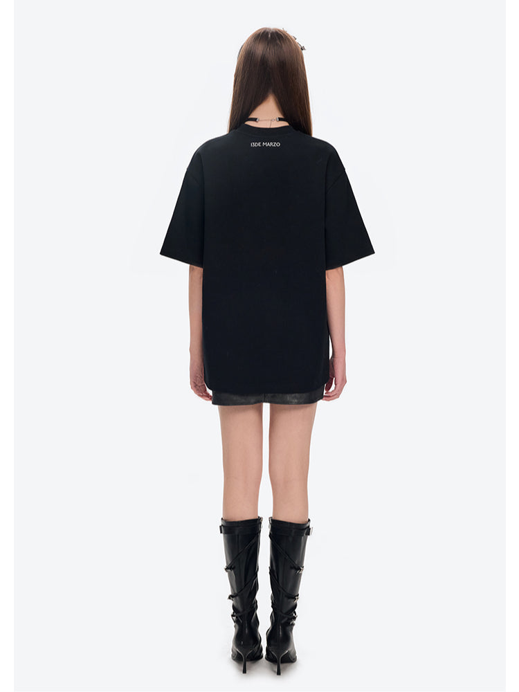 Angel Devil Cutout Chest Short-sleeve T-shirt