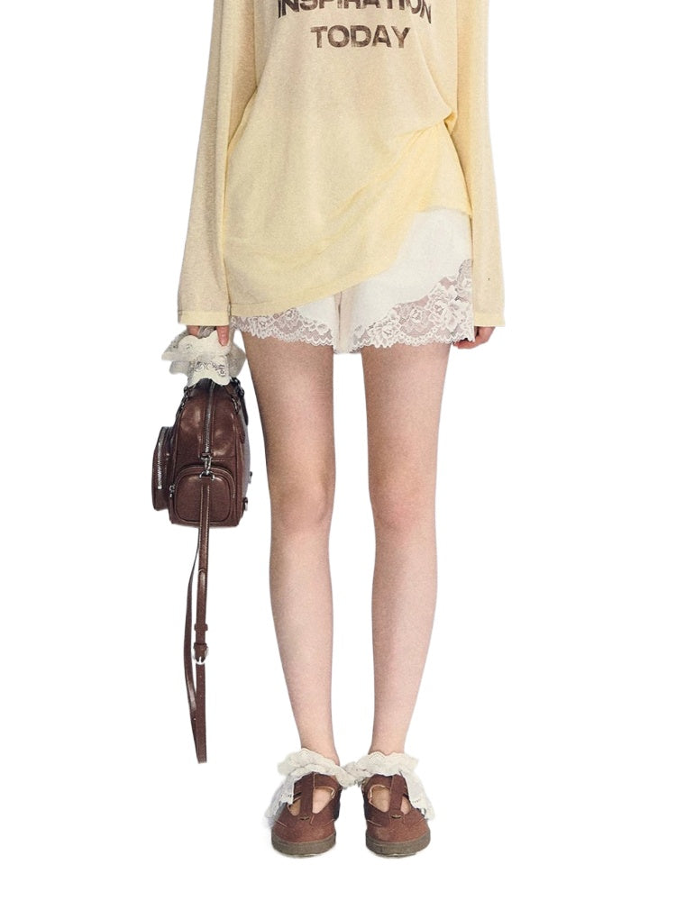 Lace Trim Cotton Shorts