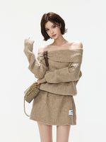 Off-Shoulder Ribbed Wool Blend Mini Dress