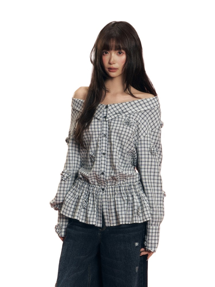 3D Floral Off-Shoulder Shirt