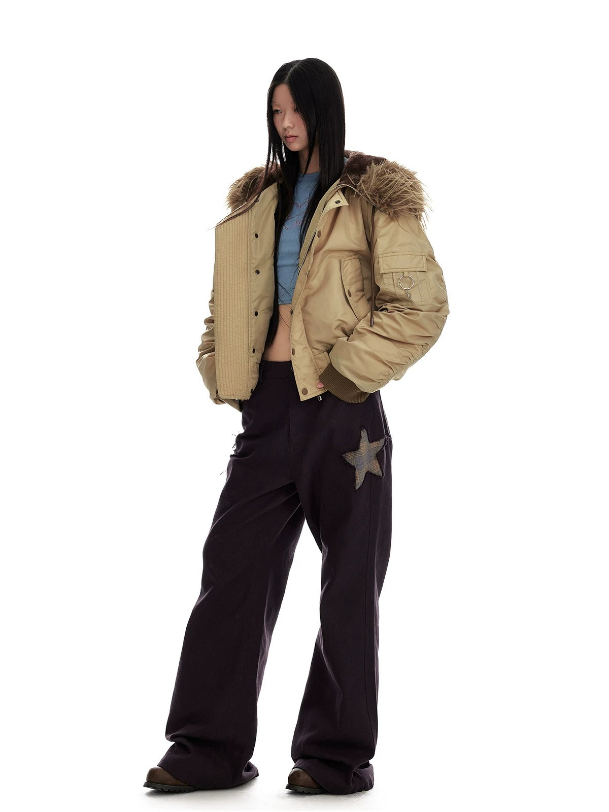 Star Patch Wide Leg Pants