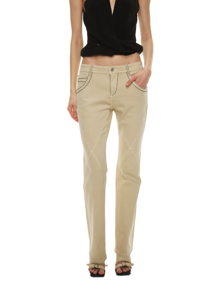 Contrast Stitch Straight Jeans