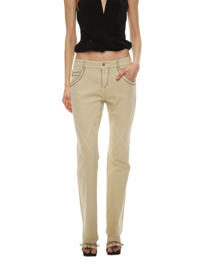 Contrast Stitch Straight Jeans