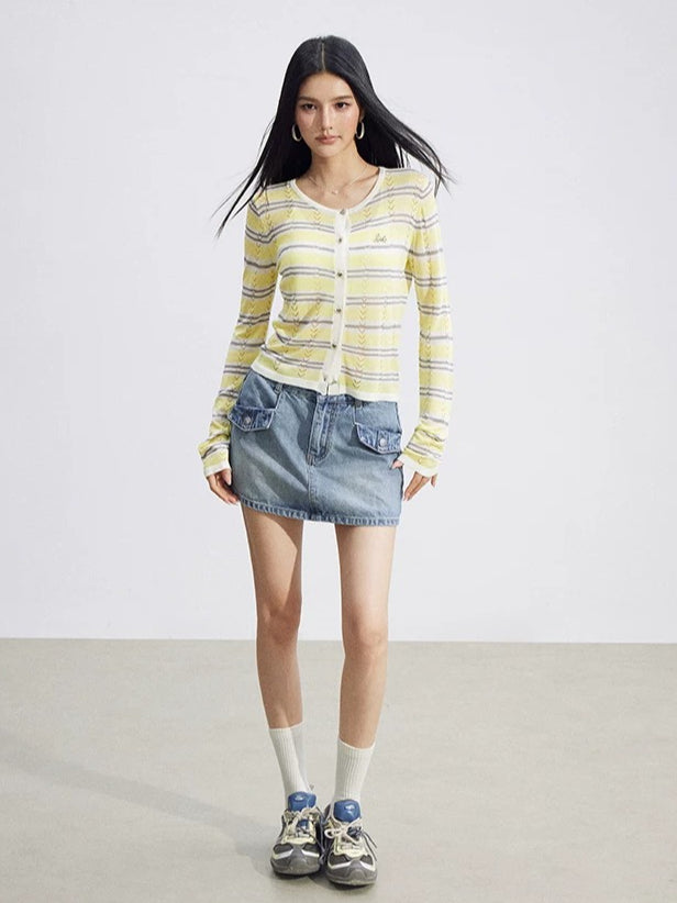 Striped Ice-Silk Cardigan