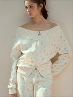 Floral Bear Bunny Off-Shoulder Sweatshirt & Pants Set