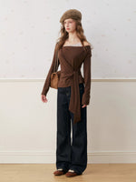 Lace Trim Twist Neck Top