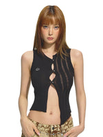 Black Off-set Round Neck Crochet Lace Cardigan