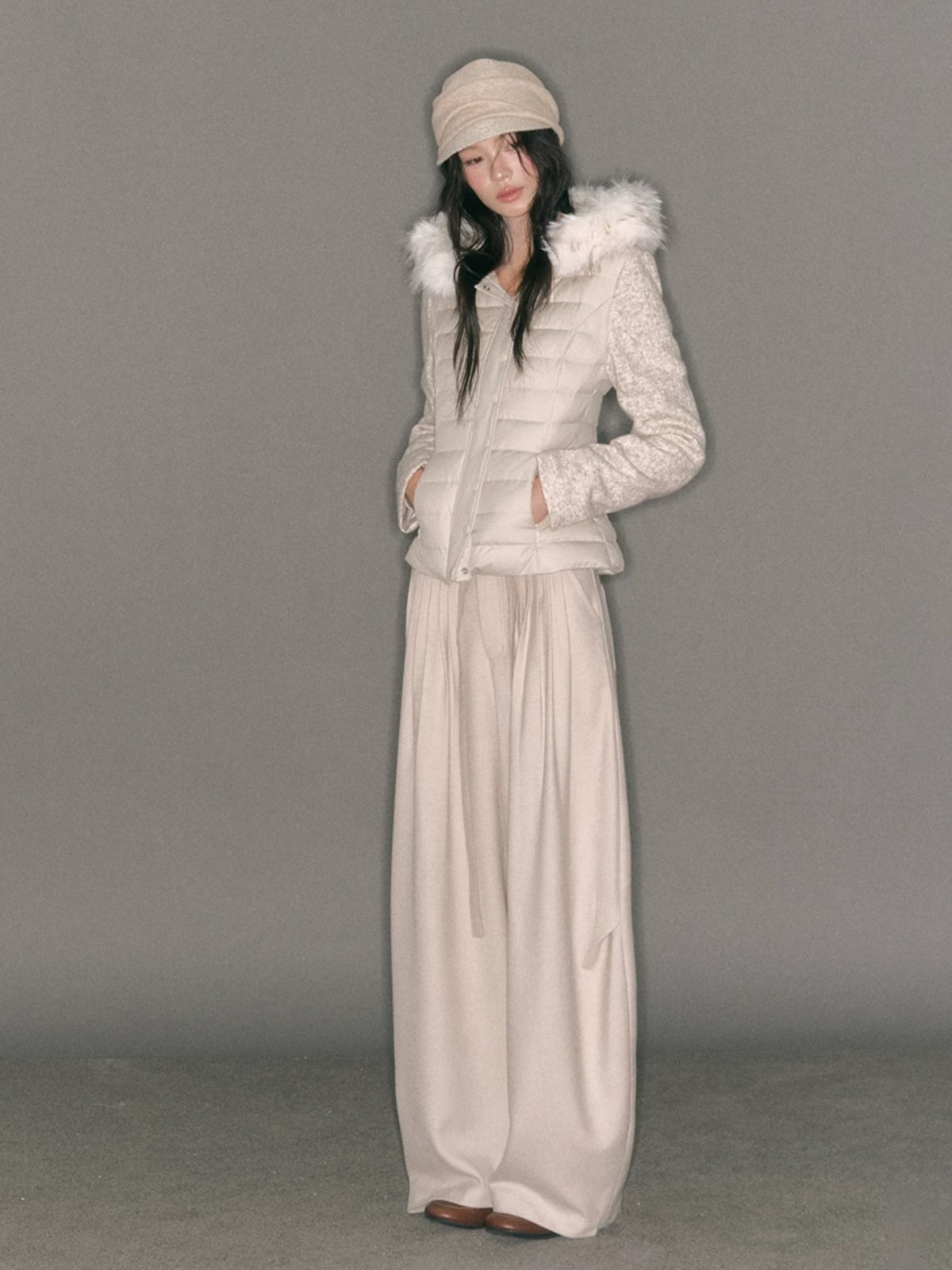 Pleated Tie-Waist Wide Leg Trousers