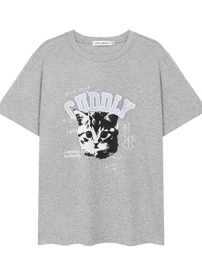 Cat Print T-Shirt