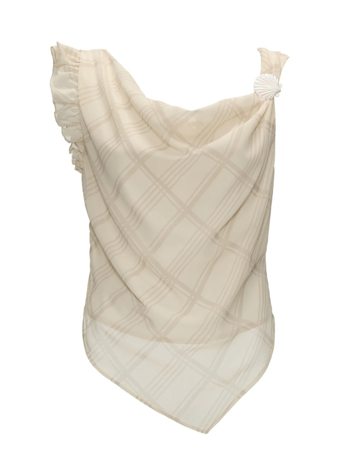 Asymmetric Pearl Chiffon Layered Top