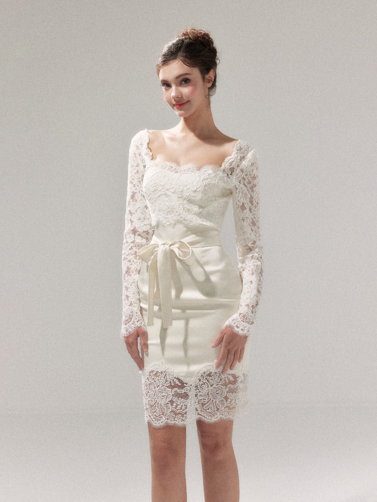 Satin Lace Bodycon Dress