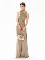 Ruffle Halter Knit Maxi Dress
