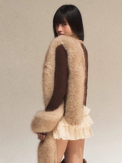 Lace Panel Faux Layered Knit Dress