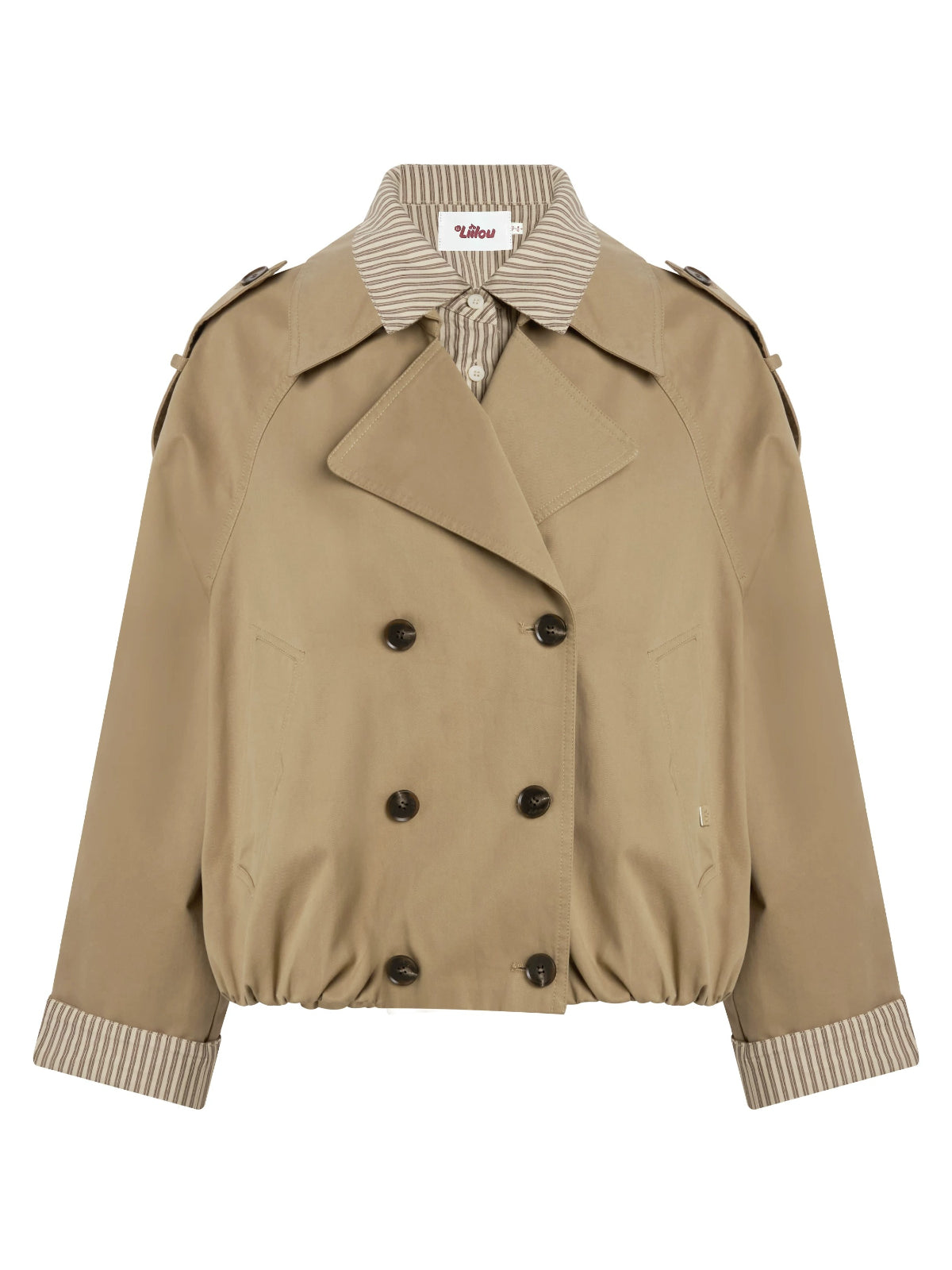Layered Stripe Panel Trench Jacket
