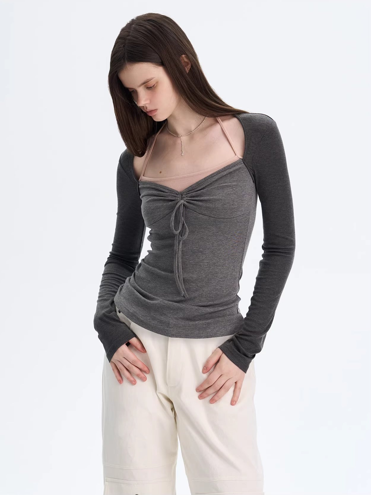 Layered Contrast Knit Top