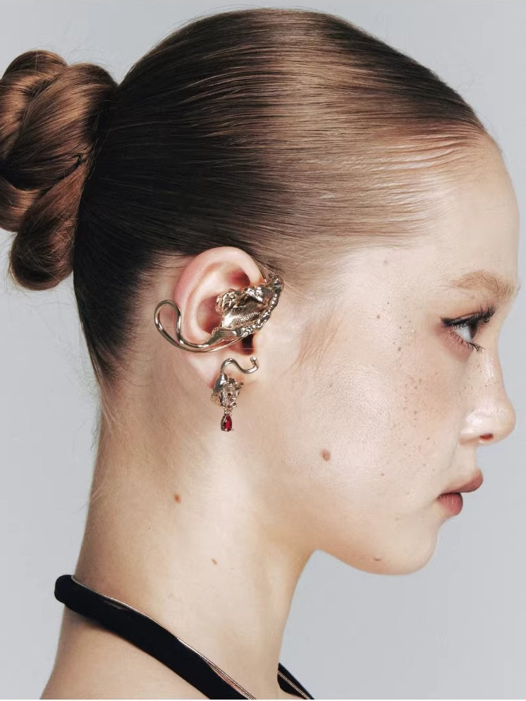 Floral Drop Crystal Stud Earrings