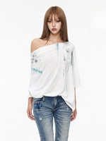 Off Shoulder Graphic T-Shirt