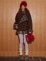 Plaid Panel Wool Cropped Jacket