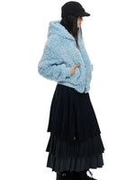 Faux Wool Hooded Short Coat