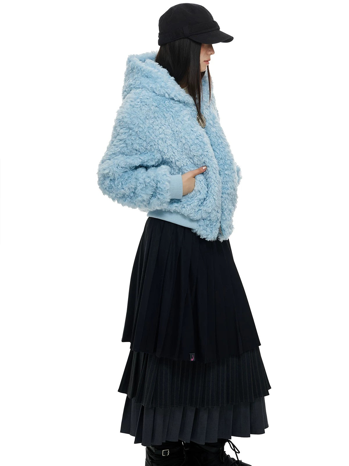 Faux Wool Hooded Short Coat