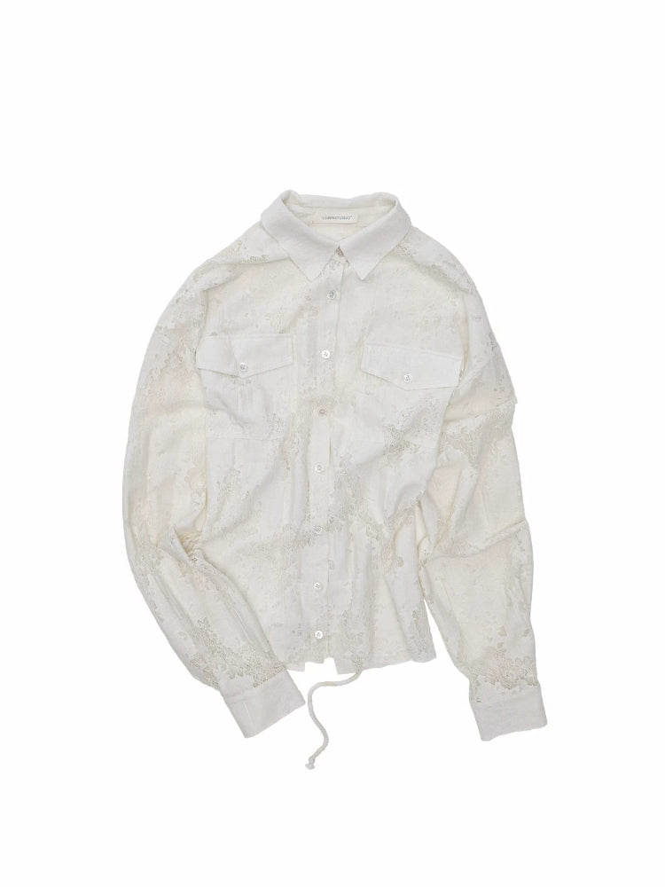 Lace Belted Sheer Shirt