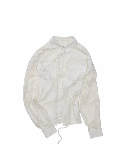 Lace Belted Sheer Shirt