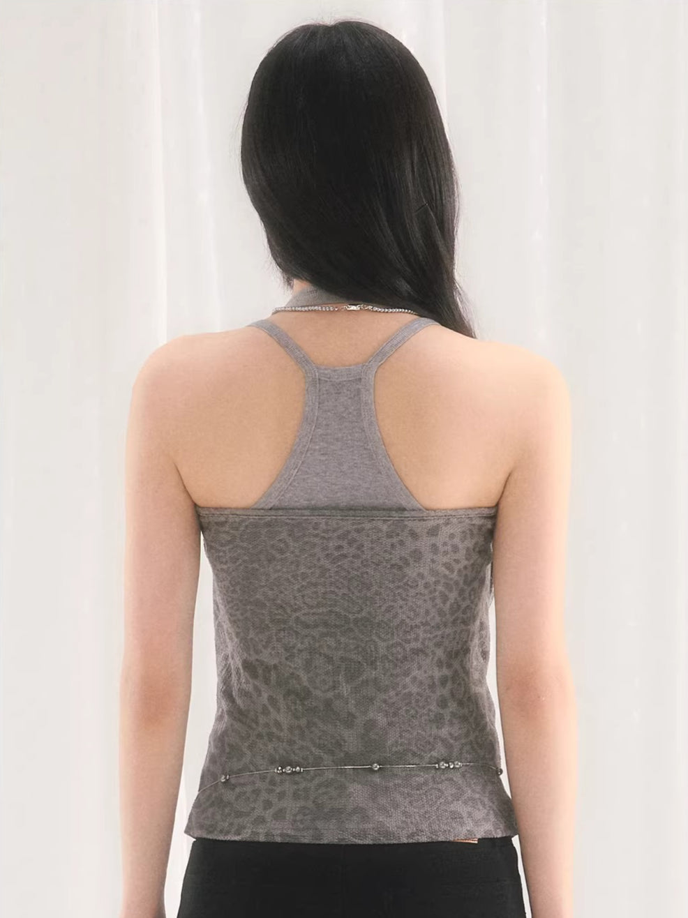 Gray Leopard Halter Top