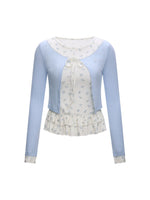Floral Ruffle Faux Layered Knit Top