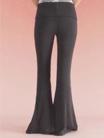 Black Fold Waist Flare Pants