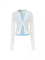 Faux Layered Colorblock Knit Cardigan