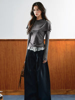 Lace Waist Wide-Leg Pants
