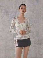 Floral Logo Zip Cardigan