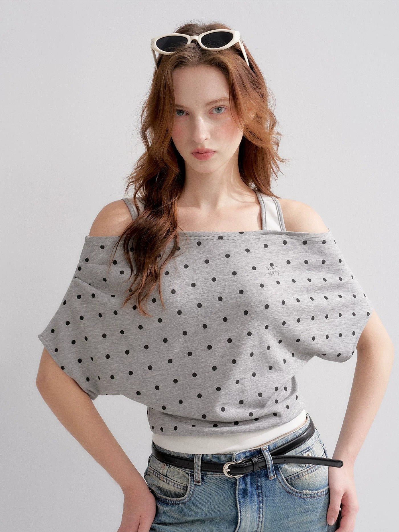 Polka Dot Contrast Top