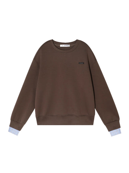 Plaid Trim Sweatshirt Set