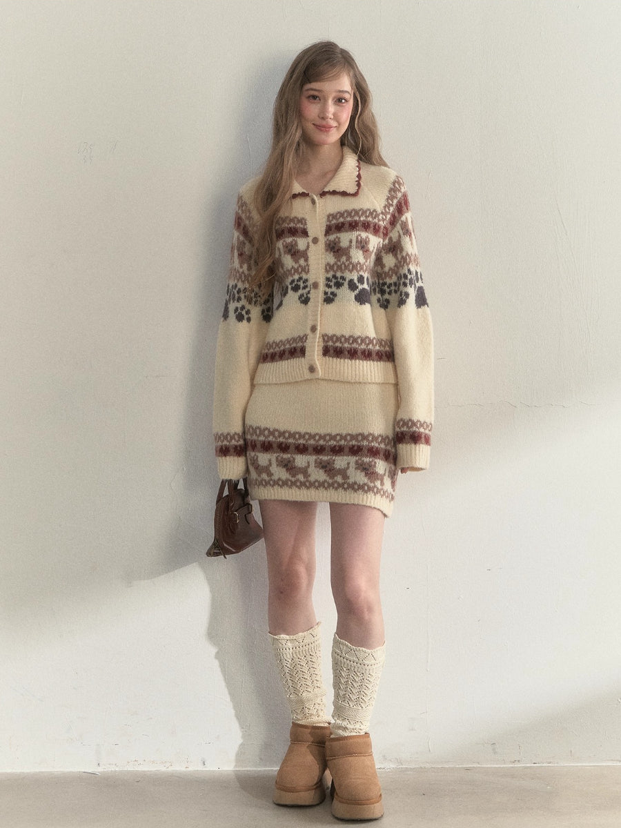 “Fair Isle Pup” Vintage Knit Set