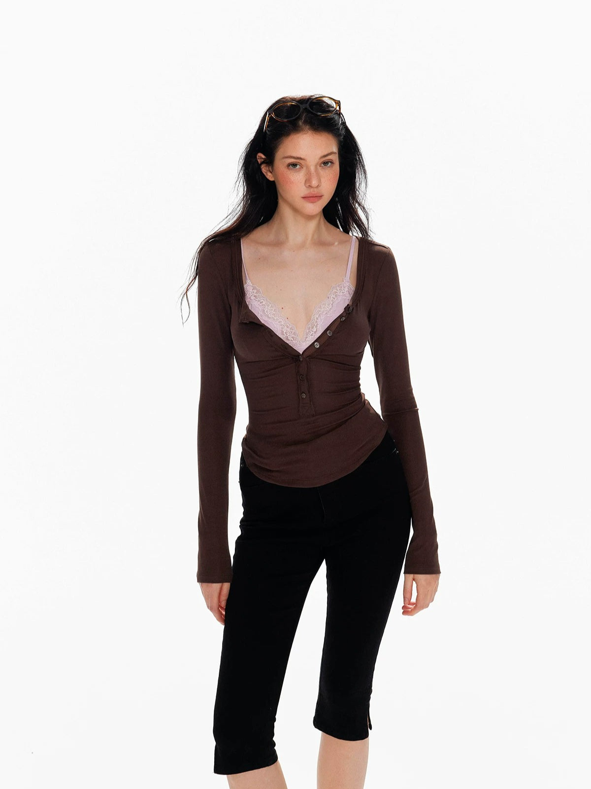 Low Waist Split Slim Fit Cropped Jeans