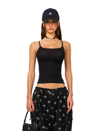 Solid-Color Simple Base Layer Slim-Fit Sports Camisole