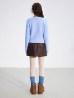 Studded Faux Leather A-Line Skirt