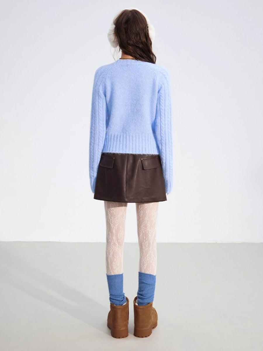 Studded Faux Leather A-Line Skirt