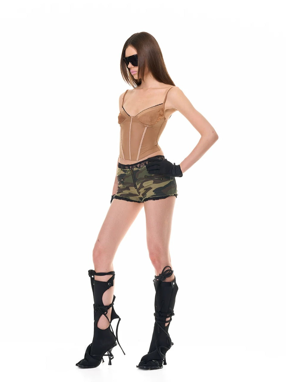 Camo Lace Layered Shorts