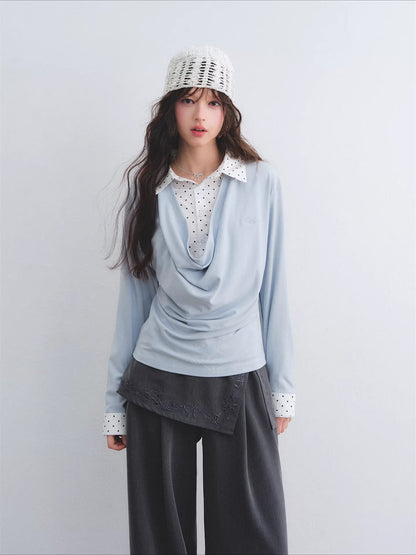 Polka Dot Layered Drape Top