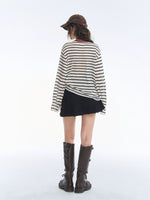 Contrast Stripe Puppy Print T-shirt