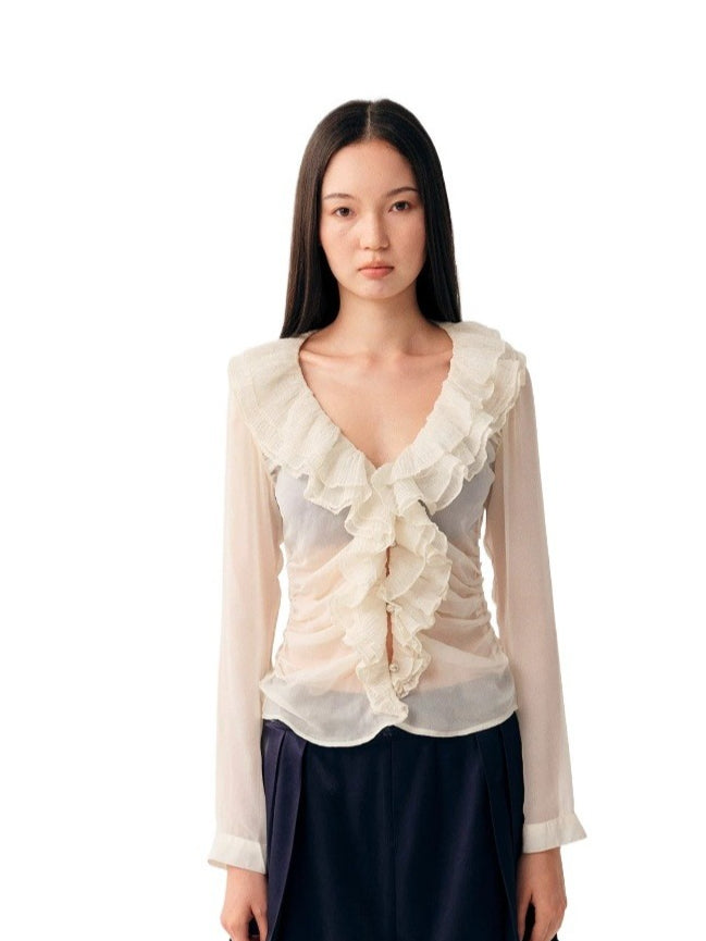 Ruffle V-Neck Blouse