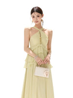 Luminous Chiffon Halter Maxi Dress