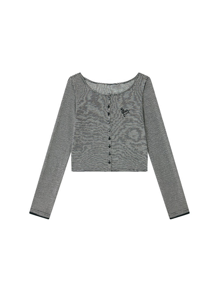 Lyocell Stripe Cardigan &amp; Lace-Trim Cami Set