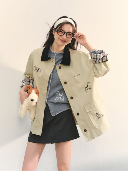 Barn Style Puppy Embroidery Jacket