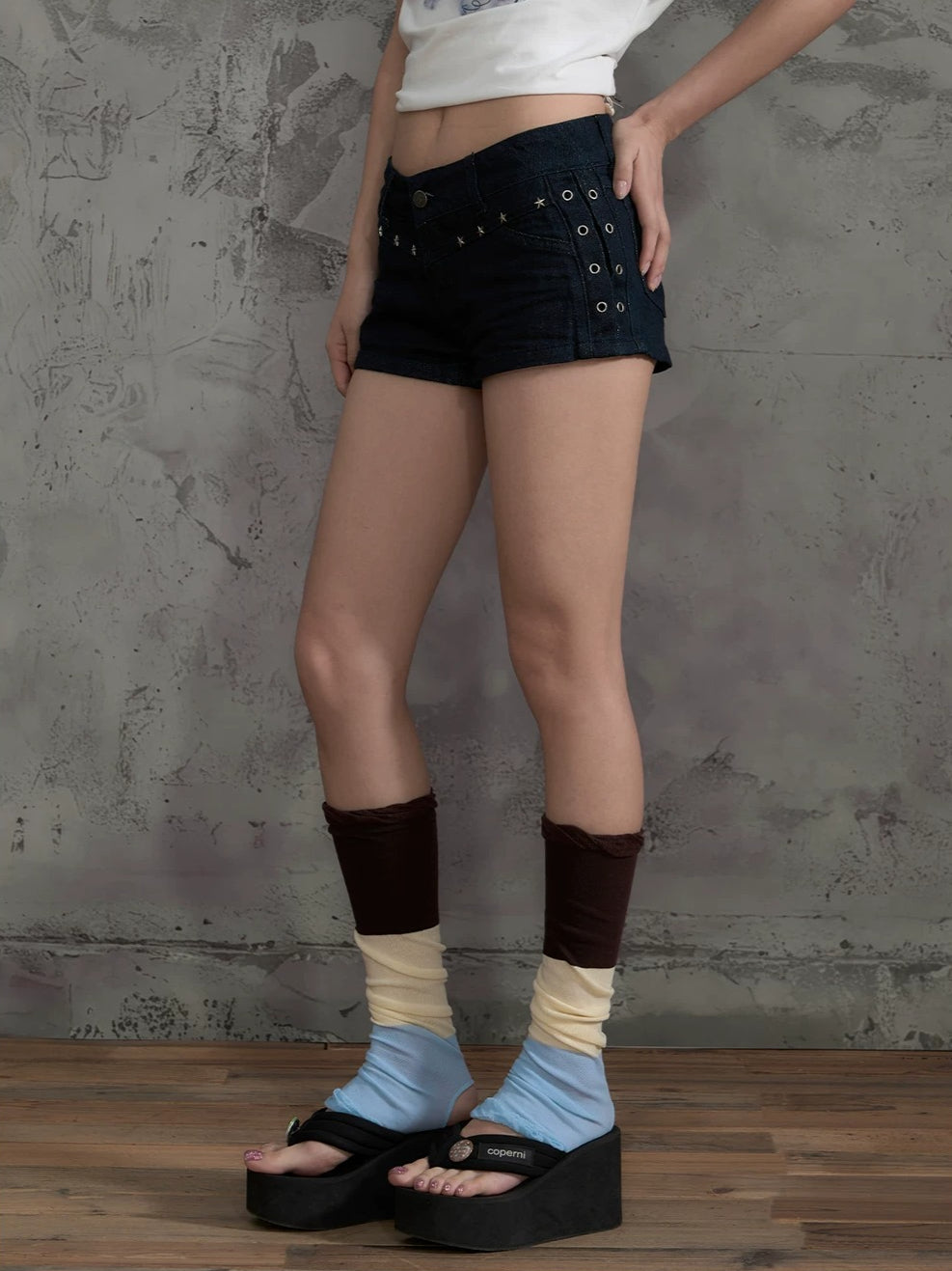 Stud Denim Shorts