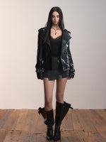 Black Heavy Duty Hooded Leather Jacket