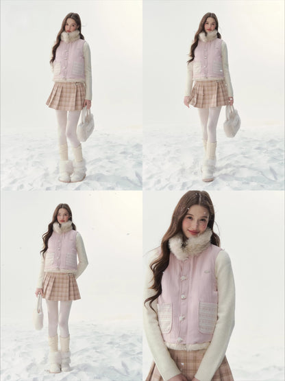 Pink Reversible Faux Fur Vest